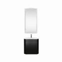 Ensemble lave-mains d'angle suspendu avec vasque résine et robinet chromé et armoire d'angle