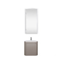 Ensemble lave-mains d'angle suspendu avec vasque résine et robinet chromé et armoire d'angle