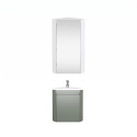 Ensemble lave-mains d'angle suspendu avec vasque résine et robinet chromé et armoire d'angle