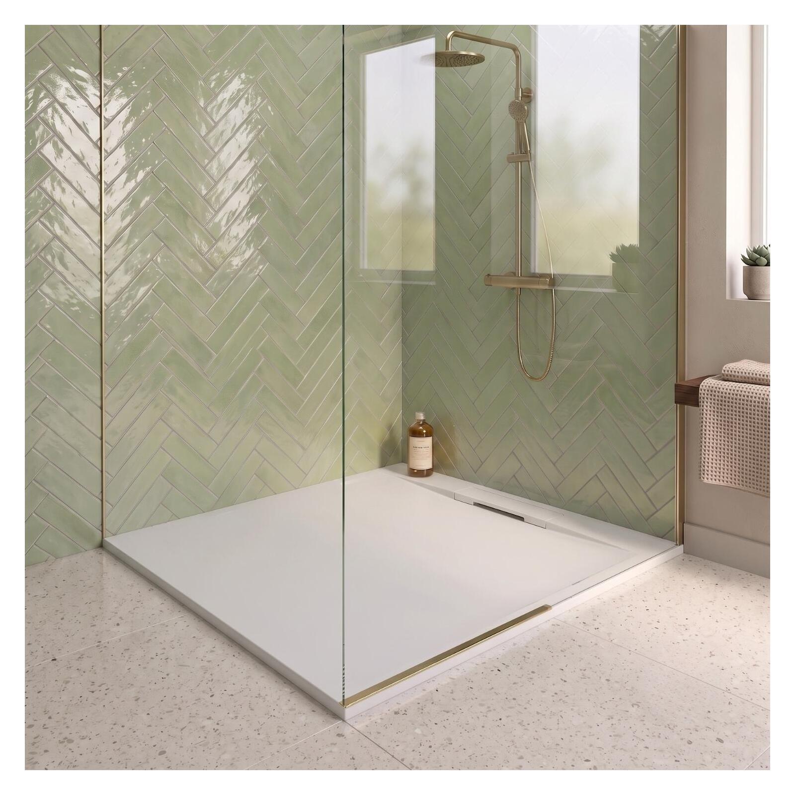 Receveur de douche en résine lisse antidérapant - extra-plat blanc - Bonde incluse