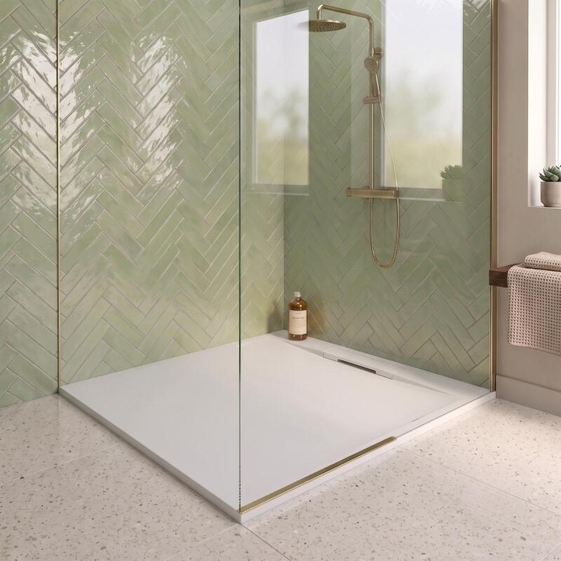 Receveur de douche en résine lisse antidérapant - extra-plat blanc - Bonde incluse