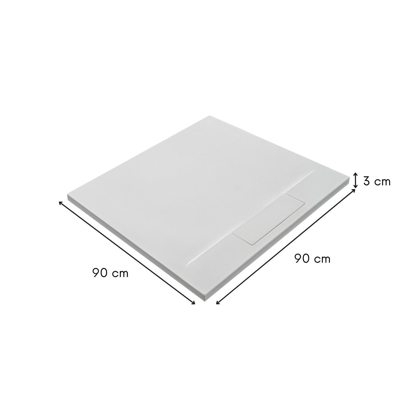 Receveur de douche en résine lisse antidérapant - extra-plat blanc - Bonde incluse