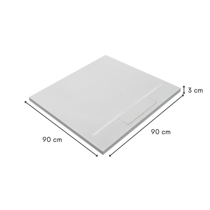 Receveur de douche en résine lisse antidérapant - extra-plat blanc - Bonde incluse
