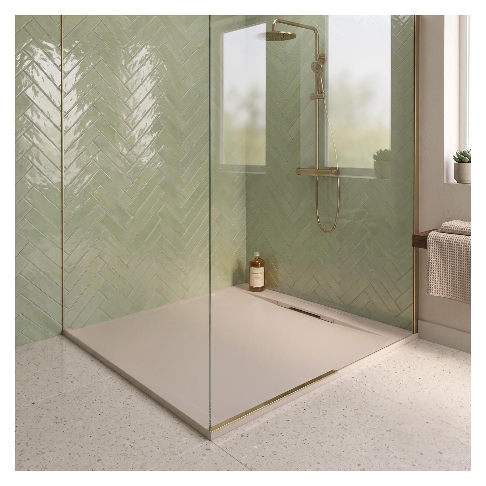 Receveur de douche en résine lisse antidérapant - extra-plat sable - Bonde incluse