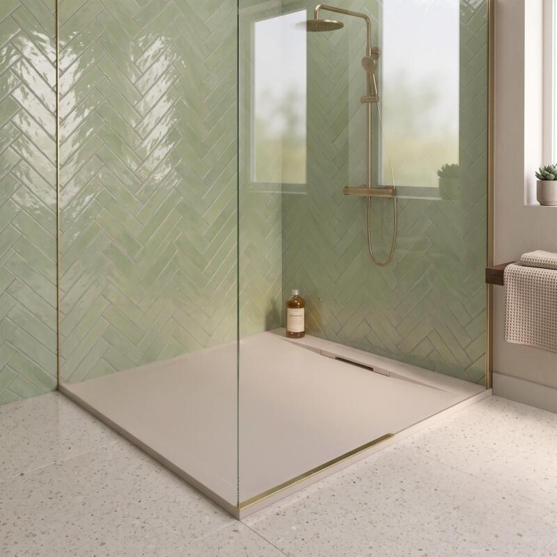 Receveur de douche en résine lisse antidérapant - extra-plat sable - Bonde incluse