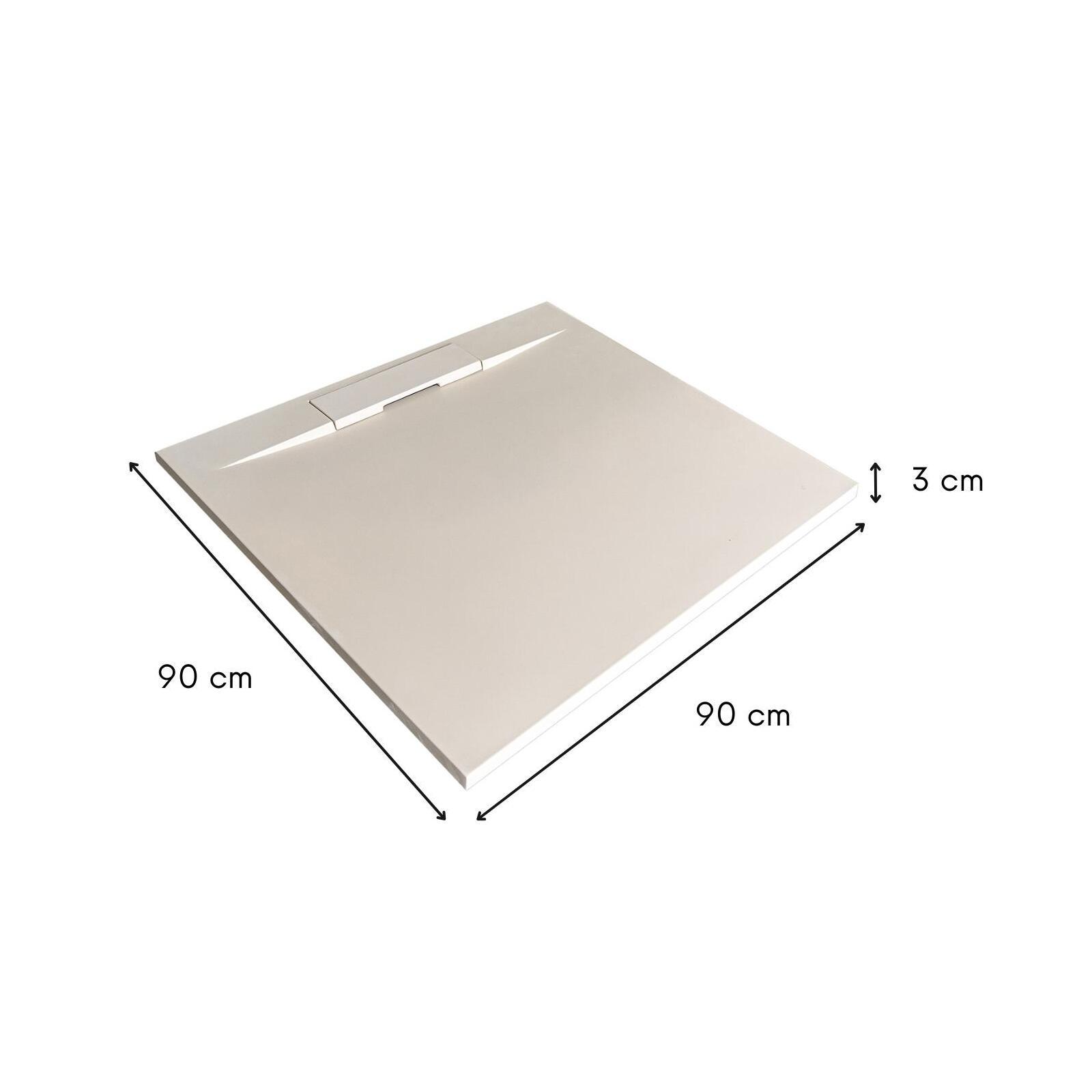 Receveur de douche en résine lisse antidérapant - extra-plat sable - Bonde incluse