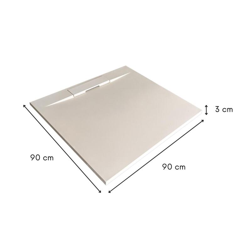 Receveur de douche en résine lisse antidérapant - extra-plat sable - Bonde incluse