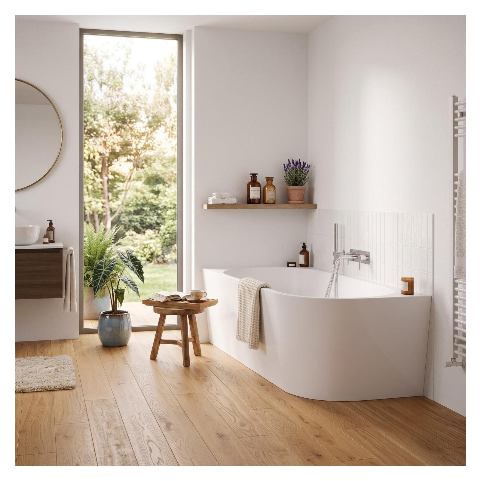 Baignoire semi-îlot blanche 170cm en acrylique Lucite® - Angle gauche - Livrée complète
