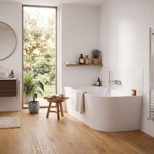 Baignoire semi-îlot blanche 170cm en acrylique Lucite® - Angle gauche - Livrée complète