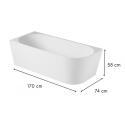 Baignoire semi-îlot blanche 170cm en acrylique Lucite® - Angle gauche - Livrée complète