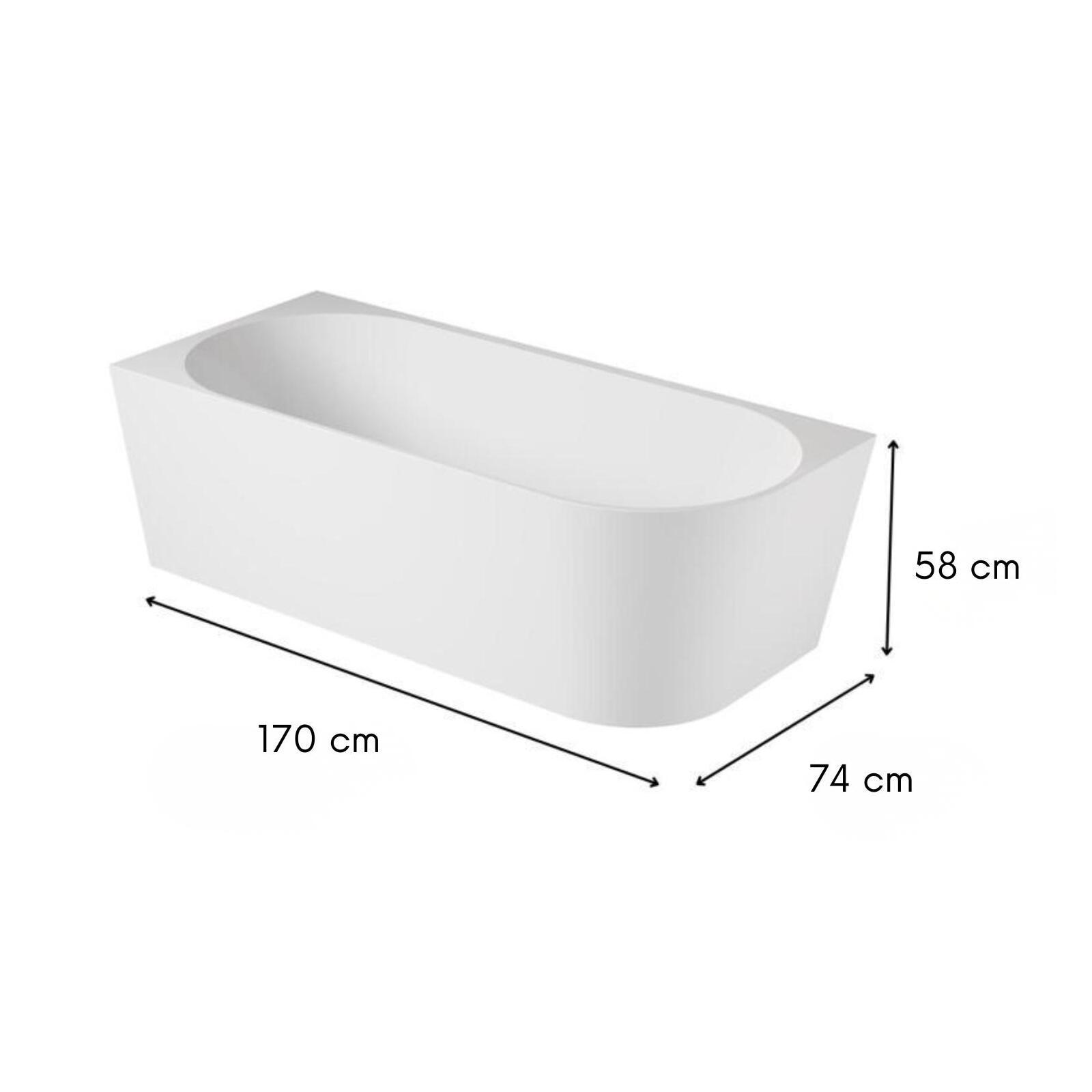 Baignoire semi-îlot blanche 170cm en acrylique Lucite® - Angle gauche - Livrée complète