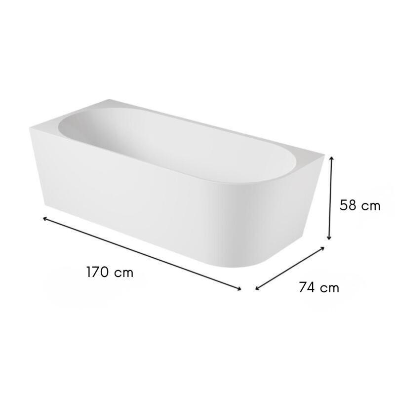 Baignoire semi-îlot blanche 170cm en acrylique Lucite® - Angle gauche - Livrée complète