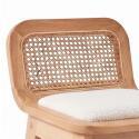 Lot de chaises d'îlot et bar en chêne, assise tissu velours et dossier cannage H65cm