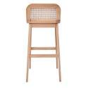 Lot de chaises d'îlot et bar en chêne, assise tissu velours et dossier cannage H65cm