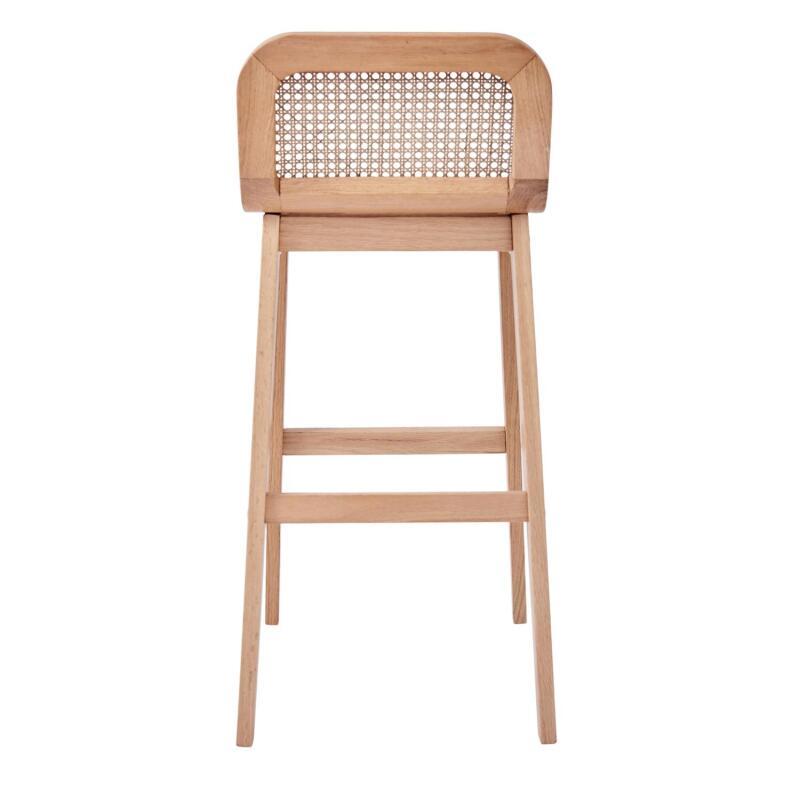 Lot de chaises d'îlot et bar en chêne, assise tissu velours et dossier cannage H65cm