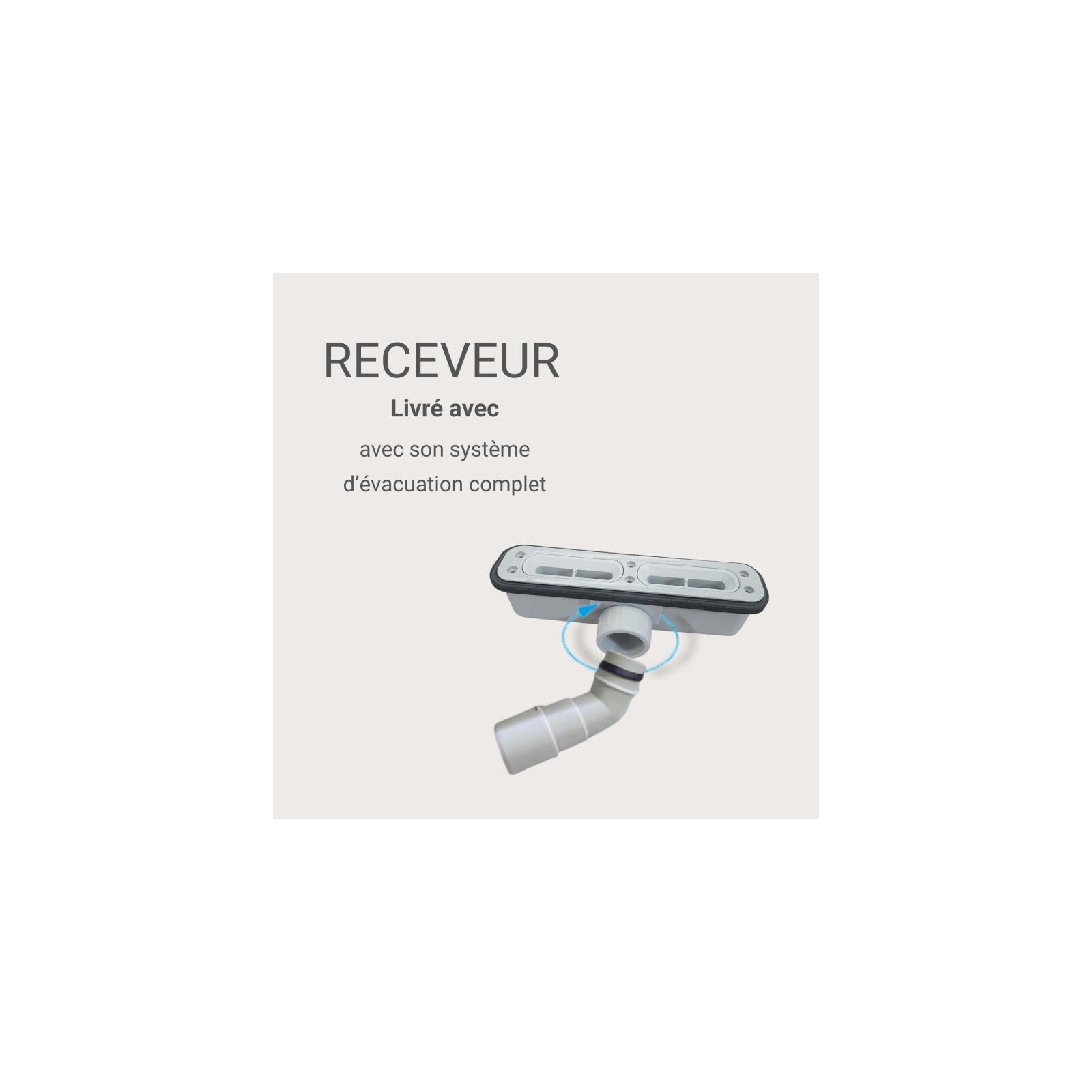Receveur de douche en résine lisse antidérapant - extra-plat sable - Bonde incluse