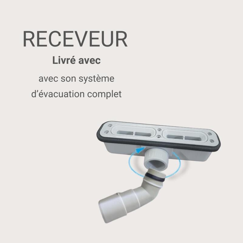 Receveur de douche en résine lisse antidérapant - extra-plat sable - Bonde incluse