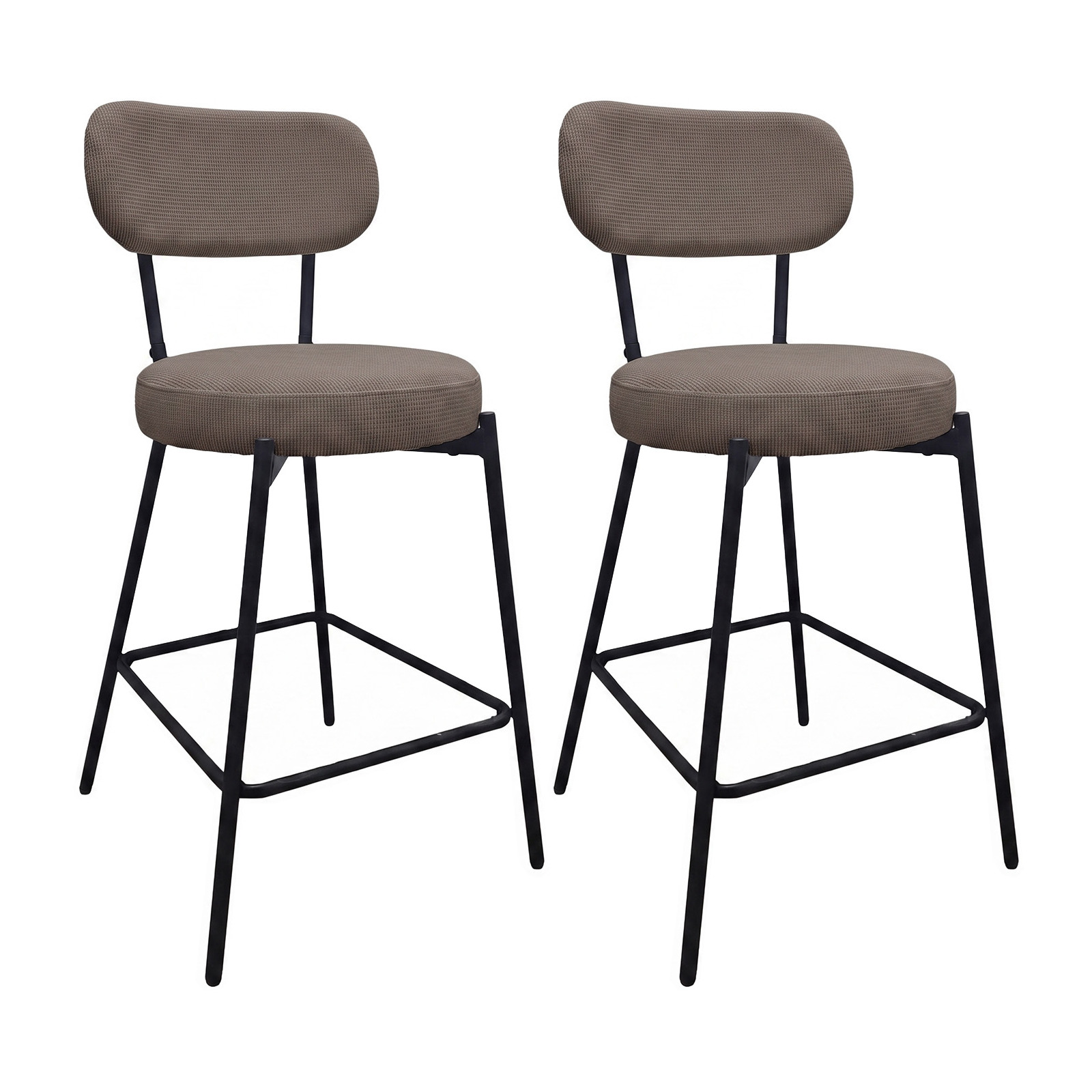 Lot de chaises d'îlot et bar en métal et assise en tissu velours côtelé H65cm