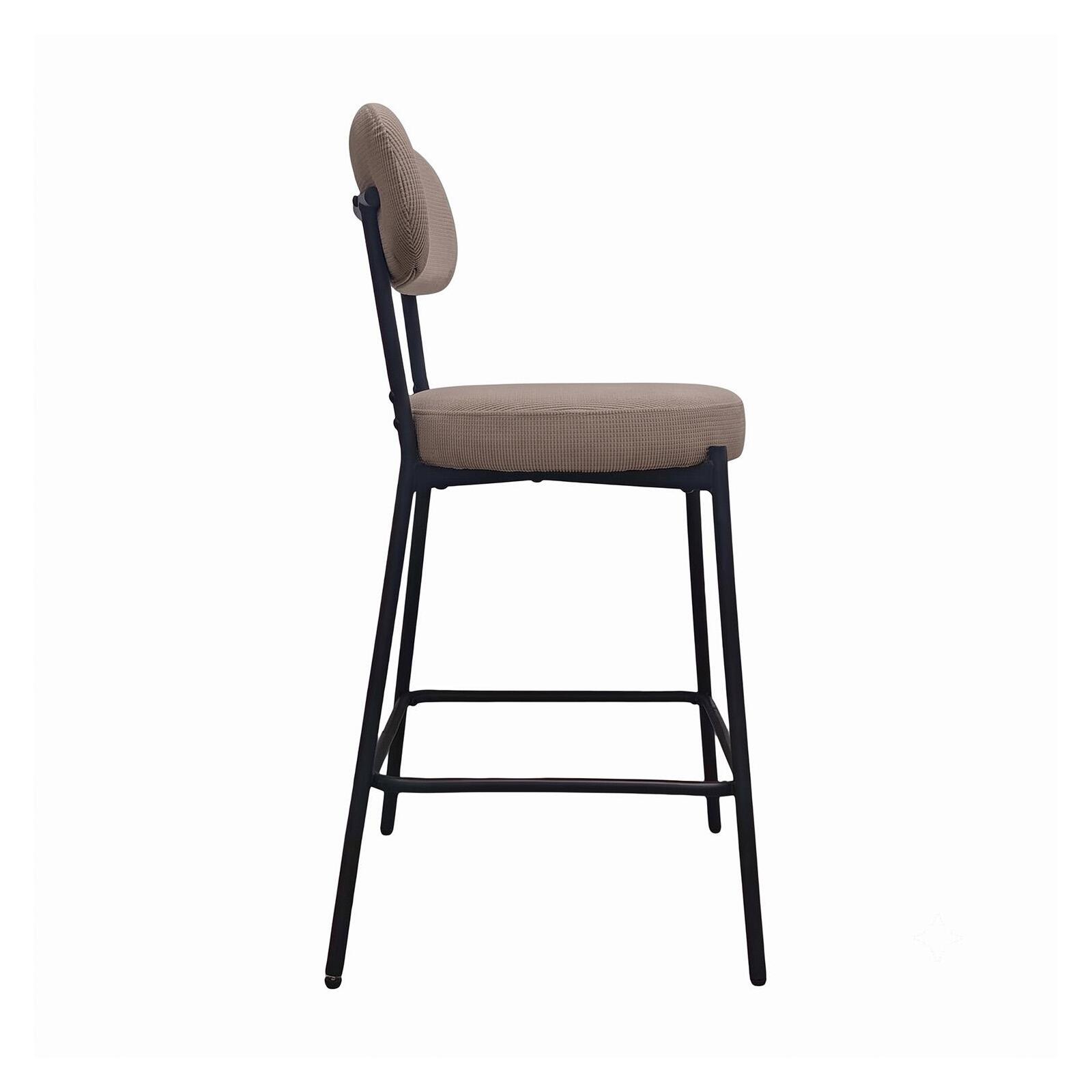 Lot de chaises d'îlot et bar en métal et assise en tissu velours côtelé H65cm