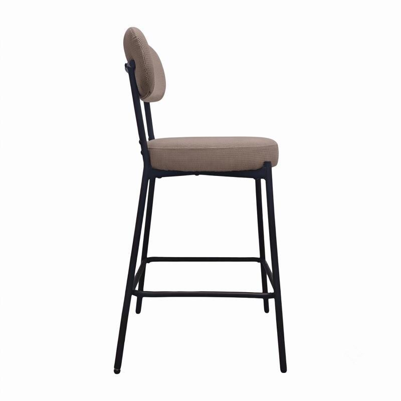 Lot de chaises d'îlot et bar en métal et assise en tissu velours côtelé H65cm