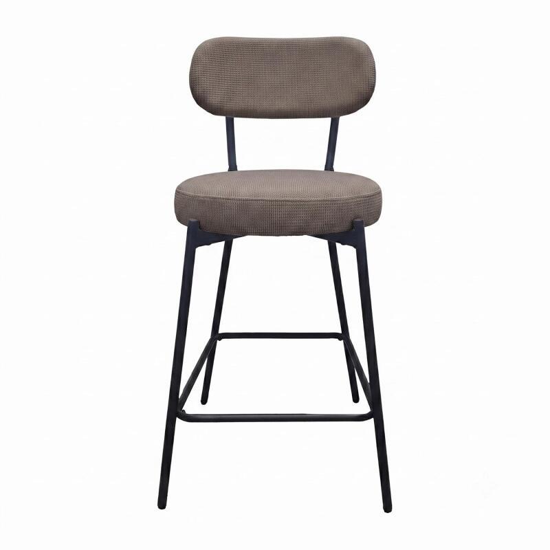 Lot de chaises d'îlot et bar en métal et assise en tissu velours côtelé H65cm