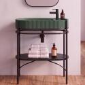Meuble simple vasque sur pieds 80cm en métal noir et vasque béton 
