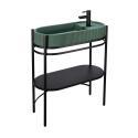 Meuble simple vasque sur pieds 80cm en métal noir et vasque béton 