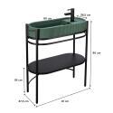 Meuble simple vasque sur pieds 80cm en métal noir et vasque béton 