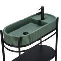 Meuble simple vasque sur pieds 80cm en métal noir et vasque béton 