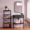 Meuble simple vasque sur pieds 80cm en métal noir et vasque béton 