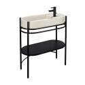 Meuble simple vasque sur pieds 80cm en métal noir et vasque béton 