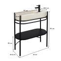 Meuble simple vasque sur pieds 80cm en métal noir et vasque béton 