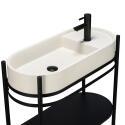 Meuble simple vasque sur pieds 80cm en métal noir et vasque béton 