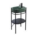 Meuble simple vasque sur pieds 55cm en métal noir et vasque béton 