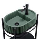 Meuble simple vasque sur pieds 55cm en métal noir et vasque béton 