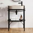 Meuble simple vasque sur pieds 55cm en métal noir et vasque béton 