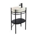 Meuble simple vasque sur pieds 55cm en métal noir et vasque béton 