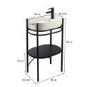 Meuble simple vasque sur pieds 55cm en métal noir et vasque béton 