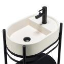Meuble simple vasque sur pieds 55cm en métal noir et vasque béton 