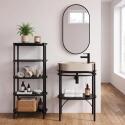 Meuble simple vasque sur pieds 55cm en métal noir et vasque béton 