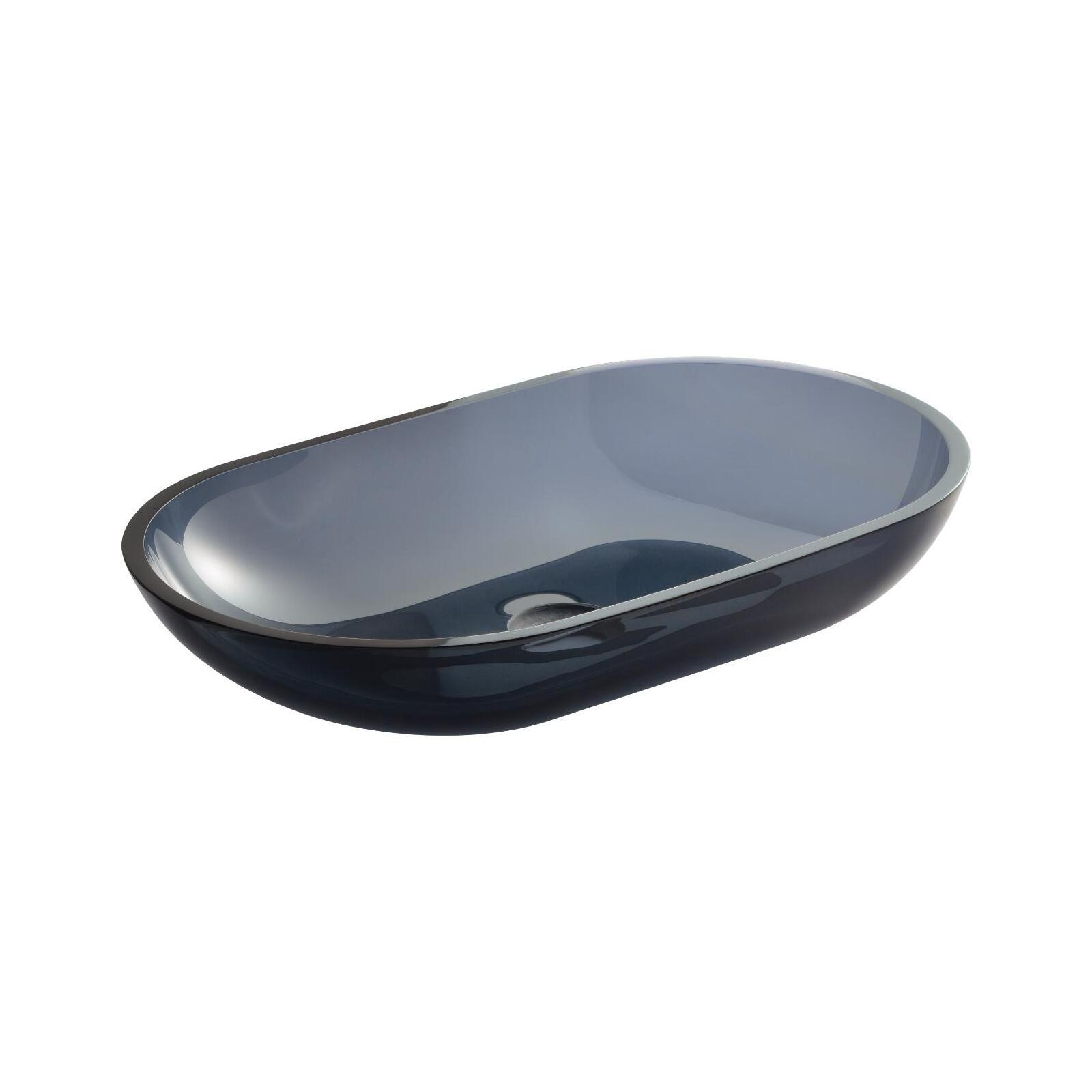Vasque à poser en verre fumé ovale noire 54x34cm