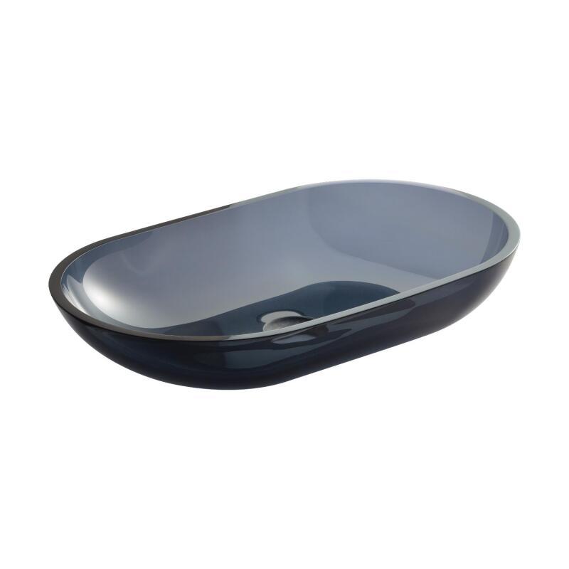 Vasque à poser en verre fumé ovale noire 54x34cm