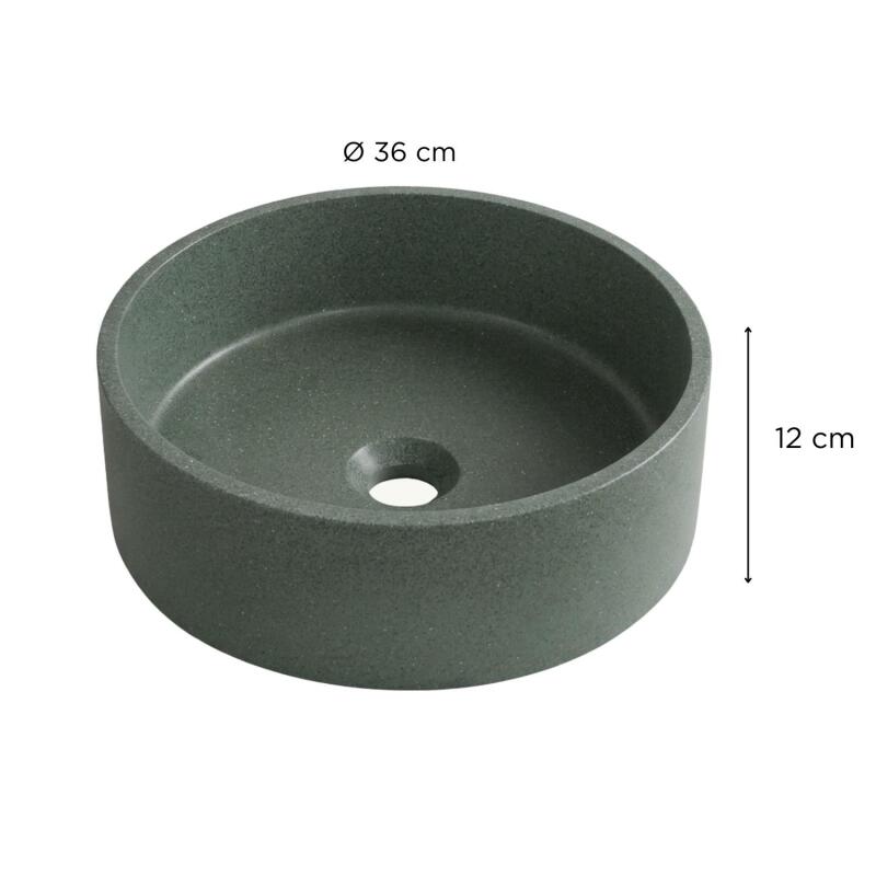 Vasque à poser ronde en grès 36cm