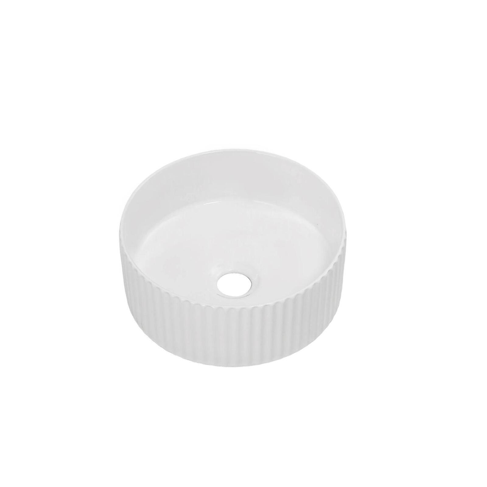 Vasque à poser texturée en céramique blanc ronde 30cm