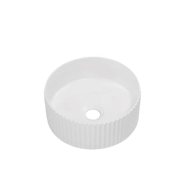 Vasque à poser texturée en céramique blanc ronde 30cm
