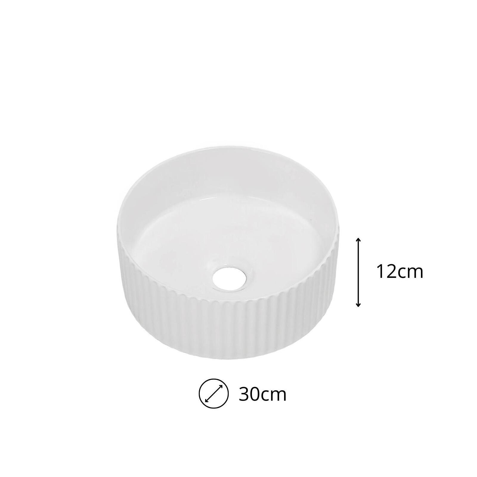 Vasque à poser texturée en céramique blanc ronde 30cm