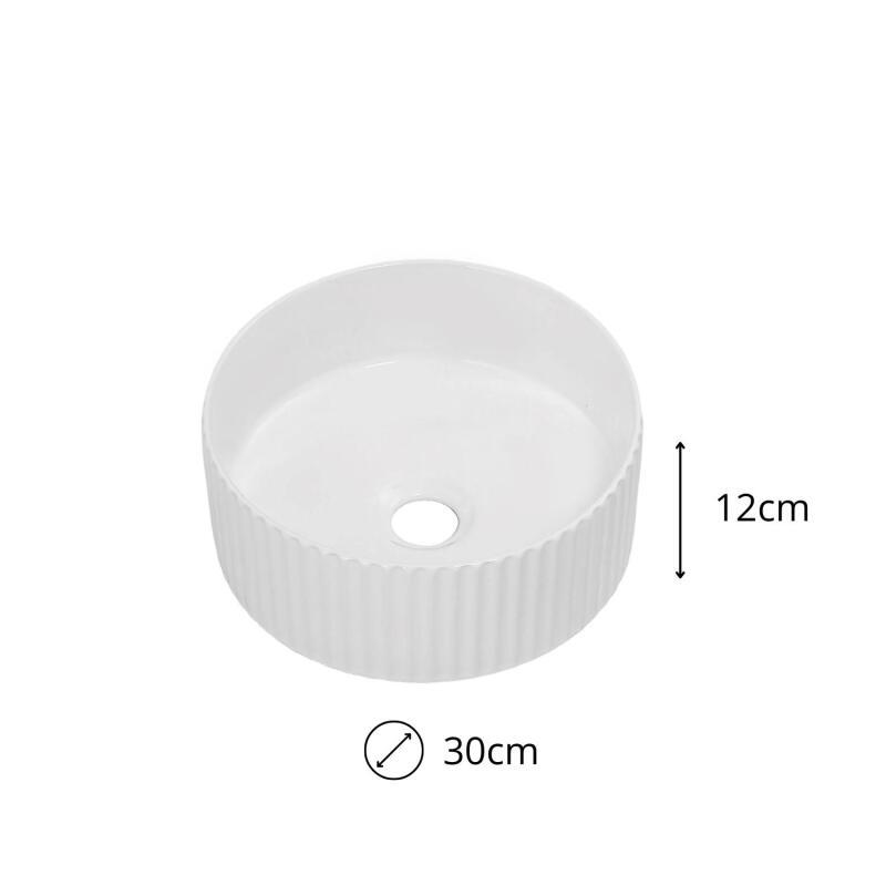 Vasque à poser texturée en céramique blanc ronde 30cm