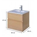 Meuble salle de bain 60 cm à suspendre chêne ENIO