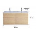 Meuble salle de bain 120 cm à suspendre chêne ENIO