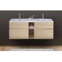 Meuble salle de bain 140 cm à suspendre chêne ENIO